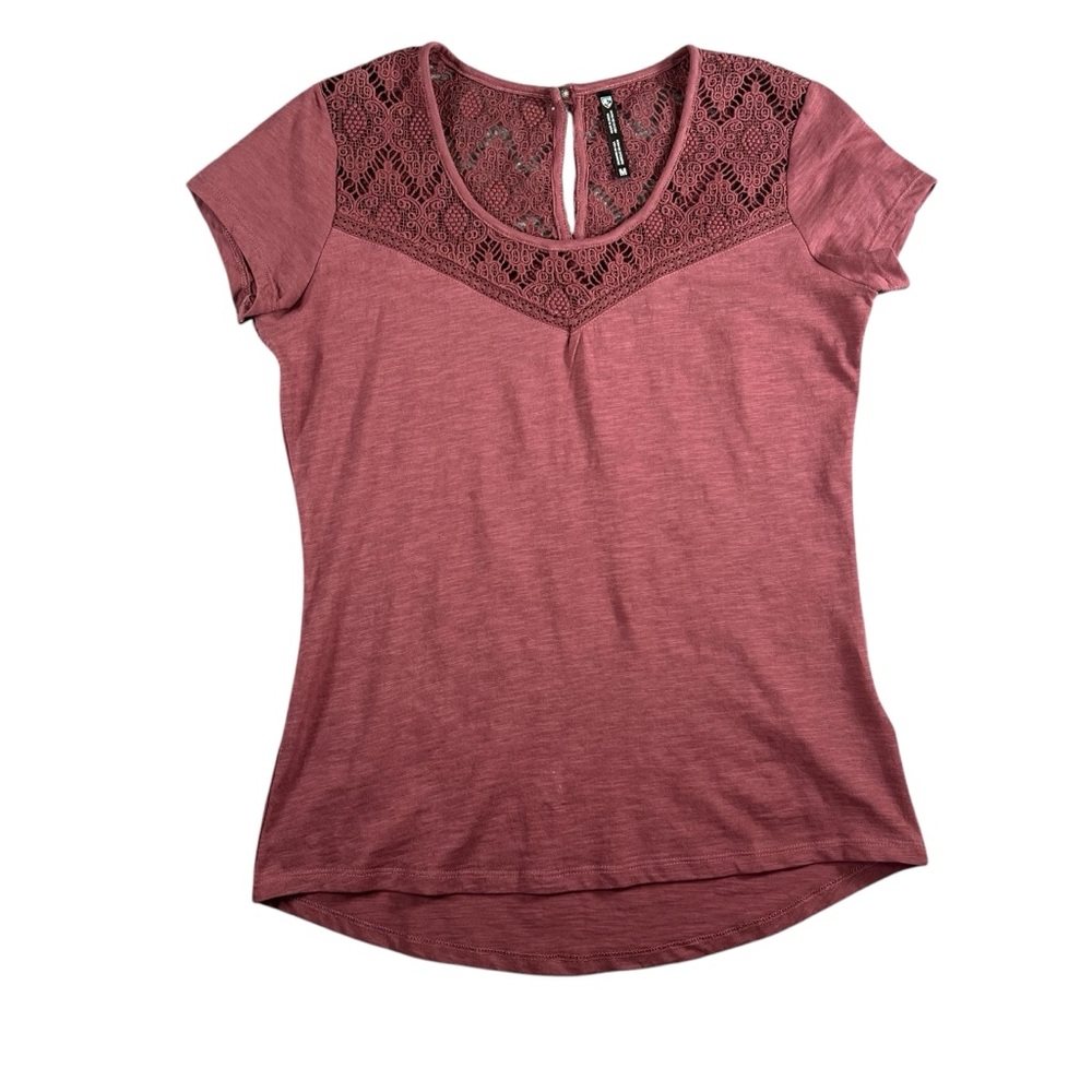 Kuhl Women's Organic Cotton Pink Short Sleeve Top Lace Size Medium